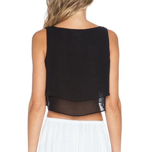 BCBGeneration NWOT Orange Flowy Layered Button Up Crop Top Sheer Tank - Picture 13 of 13